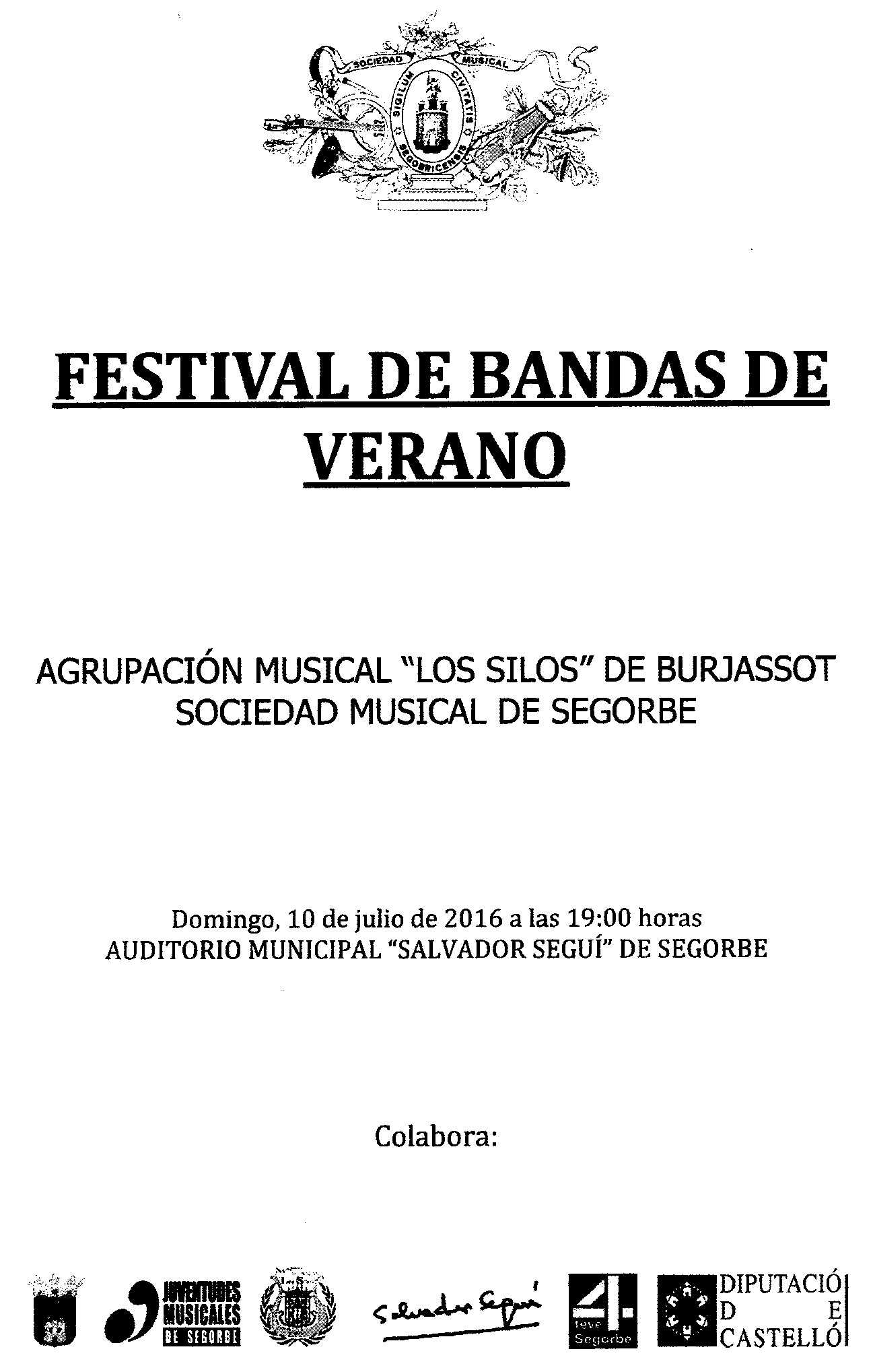 Banda Segorbe. Festival Verano 2016 a